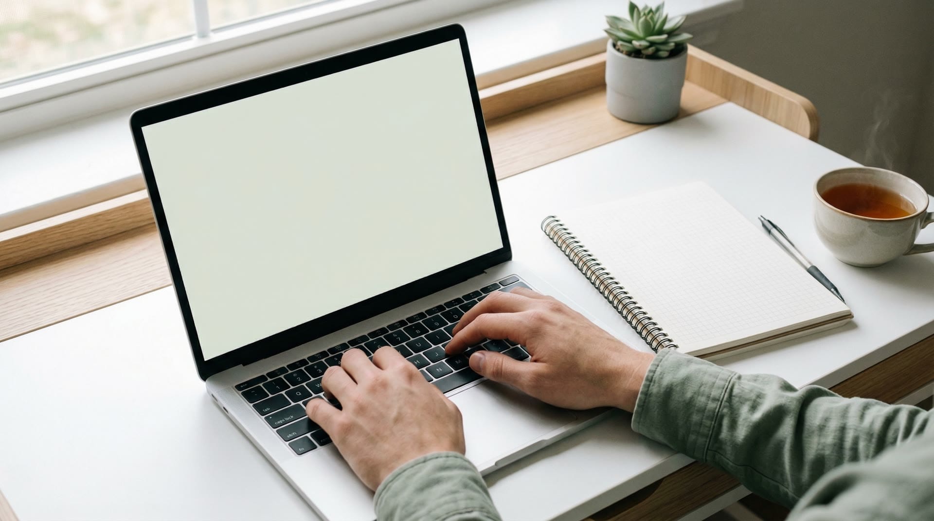 Biurko programisty z interfejsem Claude Cowork Projects na ekranie