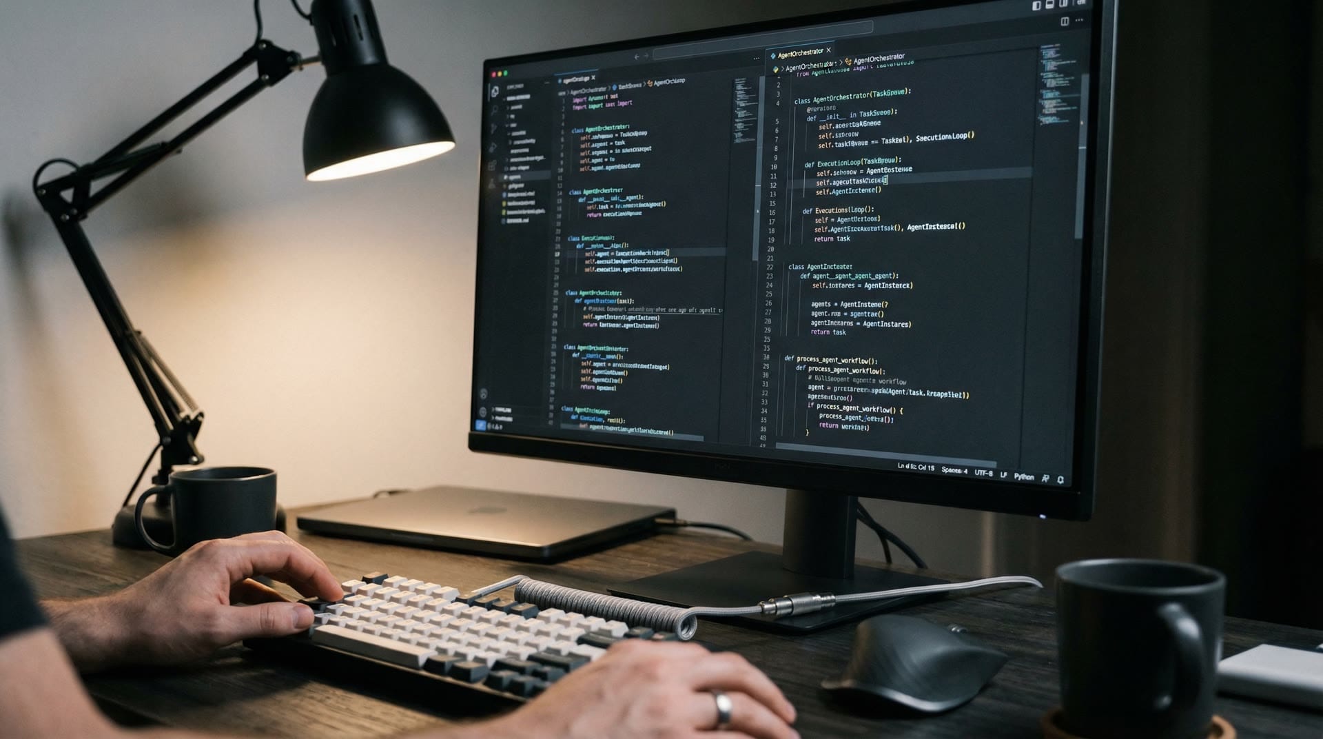 Kod agentów AI na monitorze - ilustracja workflow OpenClaw