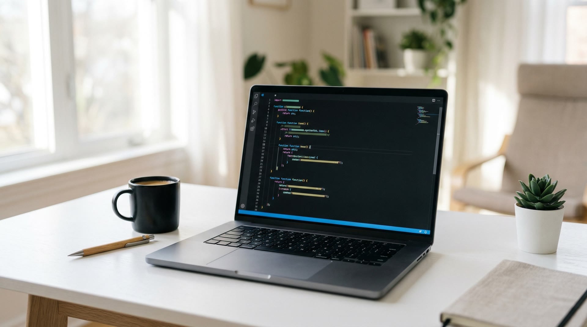 Nowoczesny laptop z edytorem kodu - GPT-5.4 do zadań programistycznych