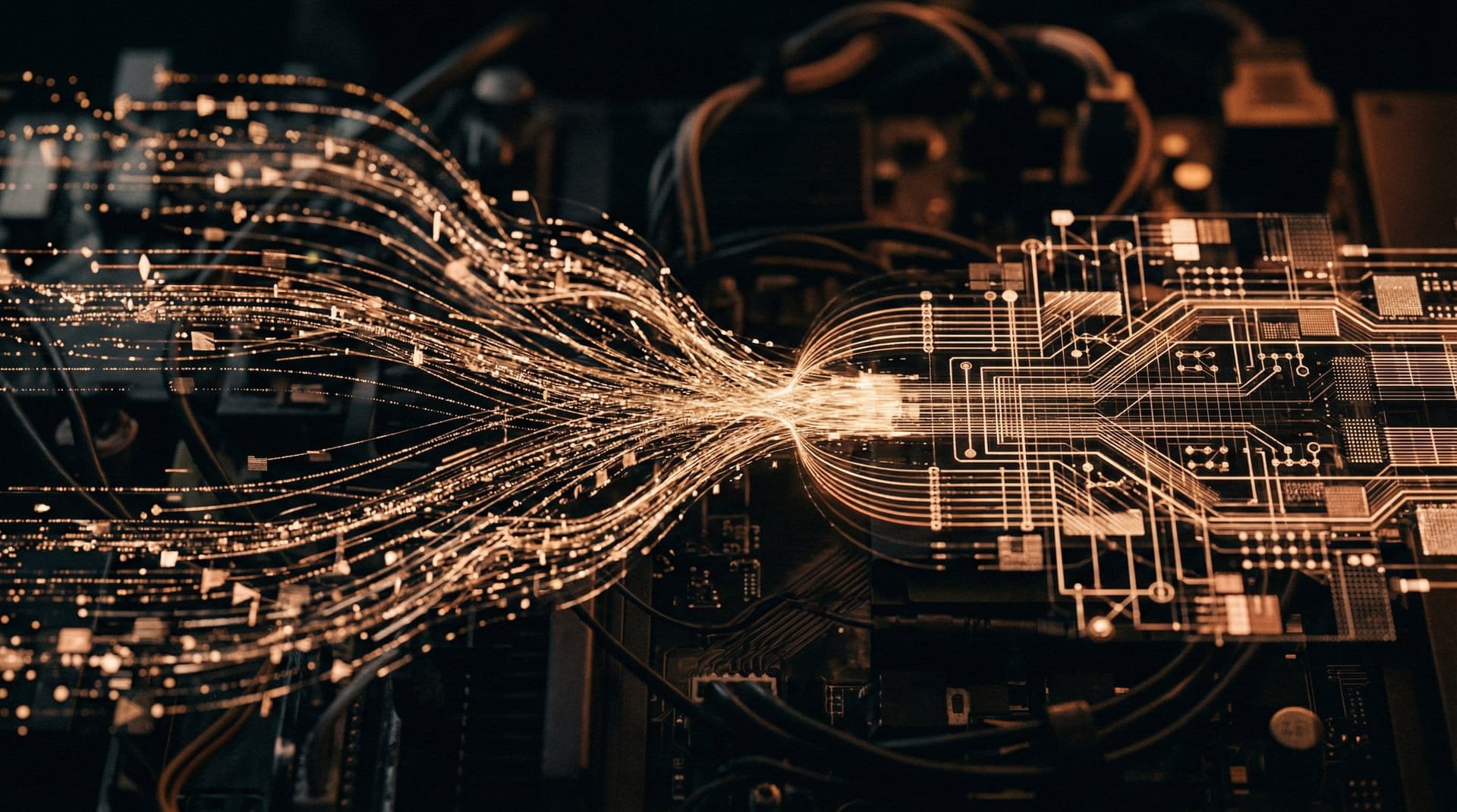 Wizualizacja konsolidacji pamięci AI — system AutoDream porządkuje dane podczas cyklu snu