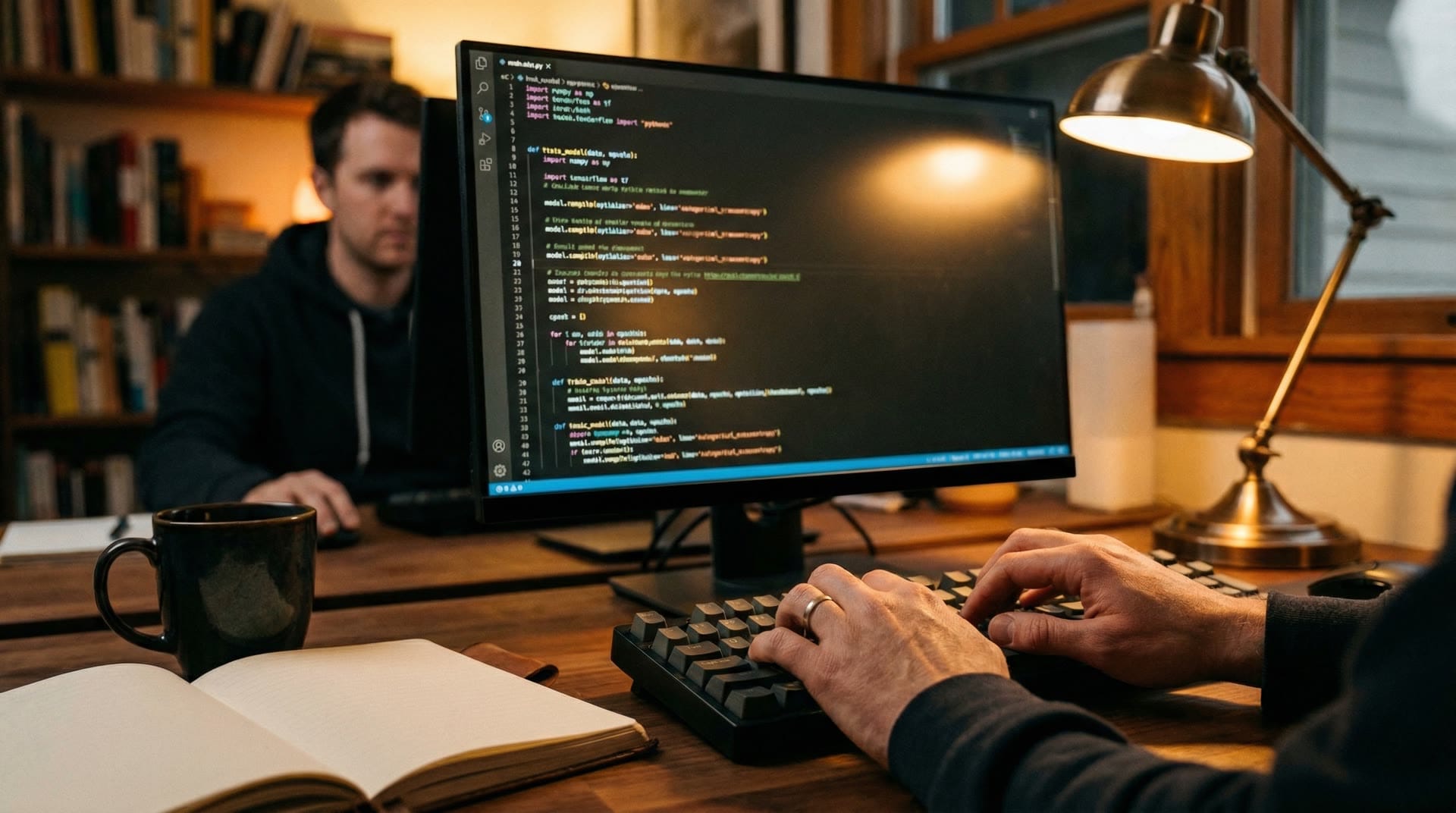 Edytorial photograph about AI coding workflow