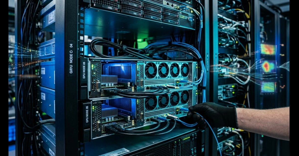 Wizualizacja infrastruktury AI i technologii GPU - wygenerowane przez AI