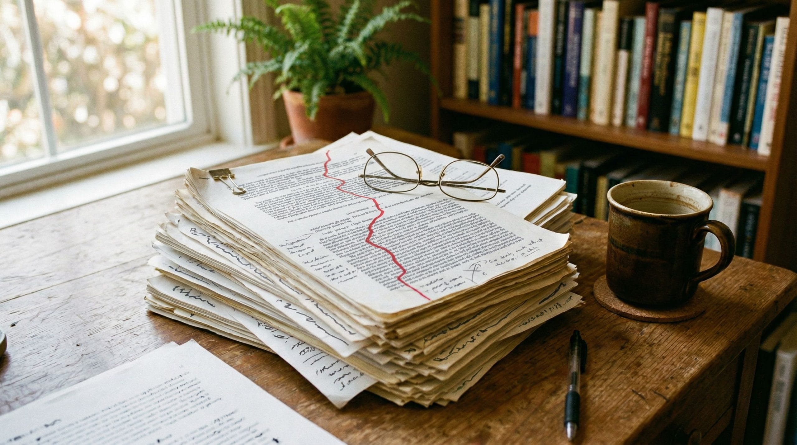 Papiery naukowe z linią podziału — symbol rozłamu w badaniach AI po bojkocie NeurIPS przez Chiny