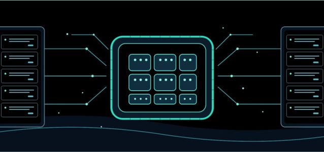 Abstract illustration of GPU compute and server racks for Mistral Large 4