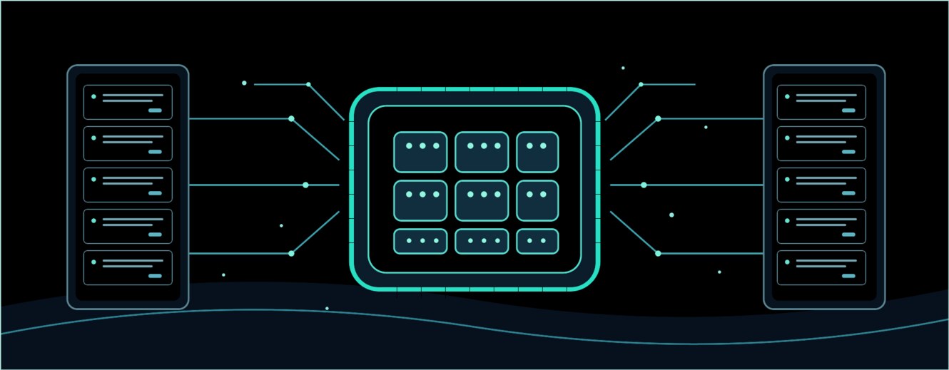 Abstract illustration of GPU compute and server racks for Mistral Large 4