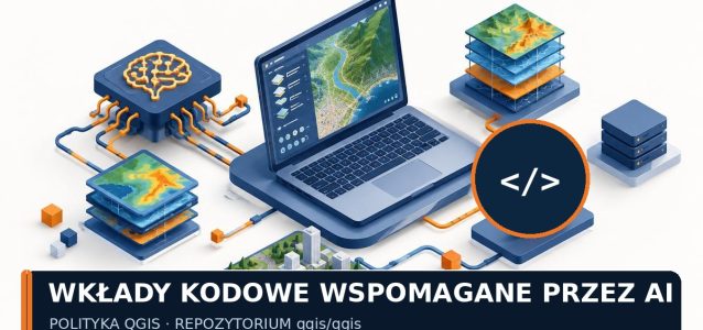 Okładka artykułu o polityce QGIS dotyczącej wkładów kodowych wspieranych przez AI w repozytorium qgis/qgis